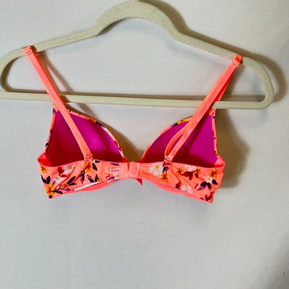 PINK Wear Everywhere Peach Multicolored Floral Underwire Lined T-Shirt Bra 32B - Picture 5 of 12
